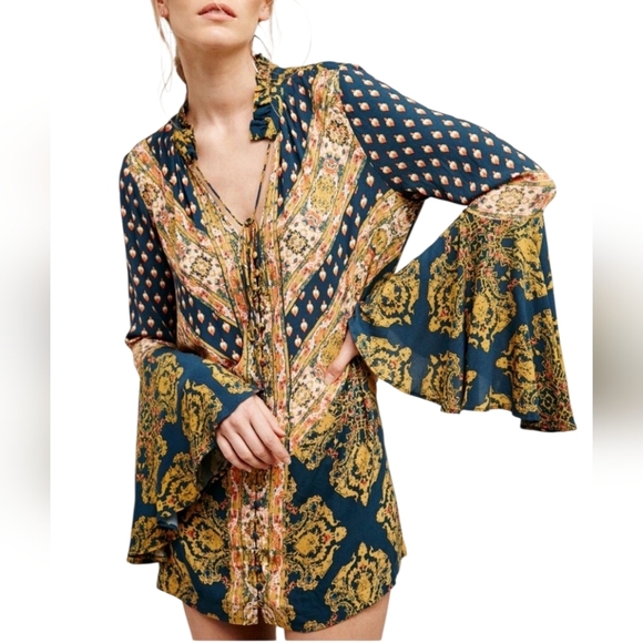 Free People Magic Mystery Tunic Navy Multicolor Size Small - Picture 1 of 10